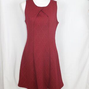 NEW YORK & COMPANY Red Fit and Flare Dress Woman Size Medium Below Knee Quilted